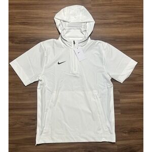 Nike Football Hooded 1/4 Zip Sideline Coaches Jacket White (FJ9548-102) Men Sz S